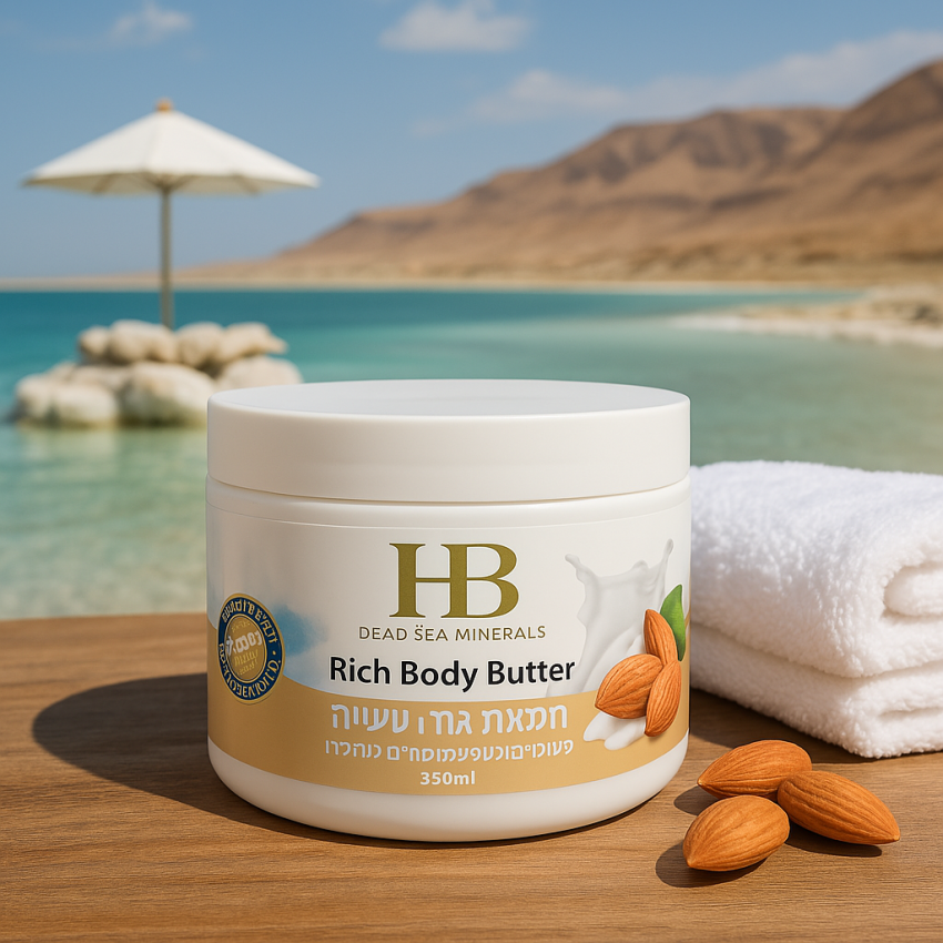 Unt aromatic pentru corp, Health and Beauty Marea Moarta, fara parabeni, cu migdale si galbenele, 350 ml