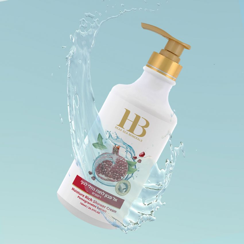 Gel de dus cu extract de rodie, Health and Beauty Marea Moarta, fara parabeni, 780 ml