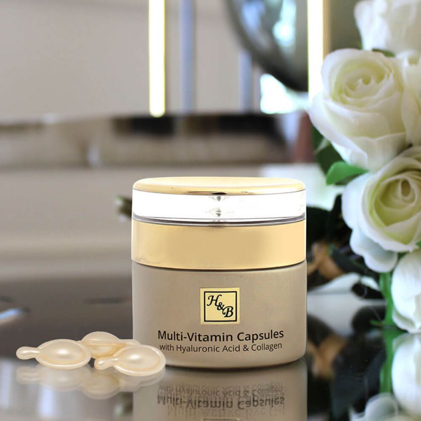 Capsule Multi-Active pentru Fata si Gat cu acid hialuronic si colagen, Health and Beauty Marea Moarta, 30 capsule X 70 gr