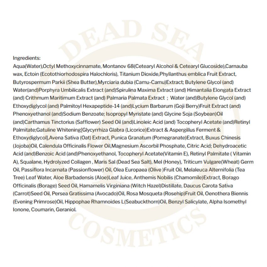 Crema hidratanta cu multi-vitamine, Health and Beauty Marea Moarta, fara parabeni, filtre UVA si UVB, SPF 20, 50 ml