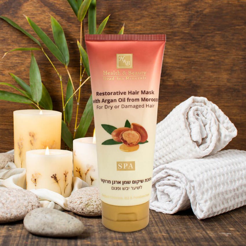Masca de par Restorative cu Ulei de Argan din Maroc Pentru Par Uscat sau Deteriorat, Health and Beauty Marea Moarta, 200 ml
