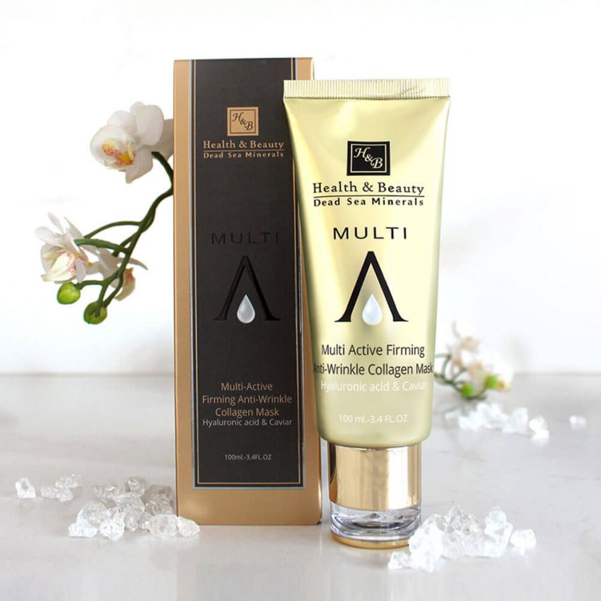 Masca multi activa antirid, pentru fermitate, cu colagen, Health and Beauty Marea Moarta, black series, fara parabeni, 100 ml