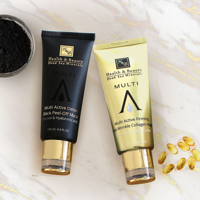 Masca peel-off (Exfoliatoare), Multi-Activa pentru dezintoxicare, Health and Beauty Marea Moarta, black series, fara parabeni, 100 ml