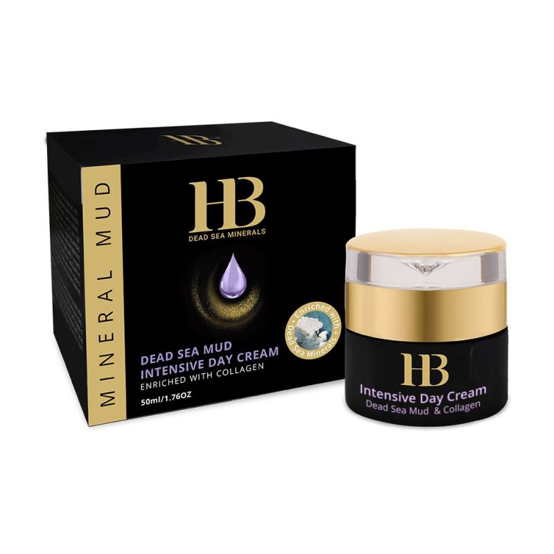 Crema de zi intensivă cu nămol de la Marea Moartă, îmbogățită cu colagen, HB Dead Sea, 50ml